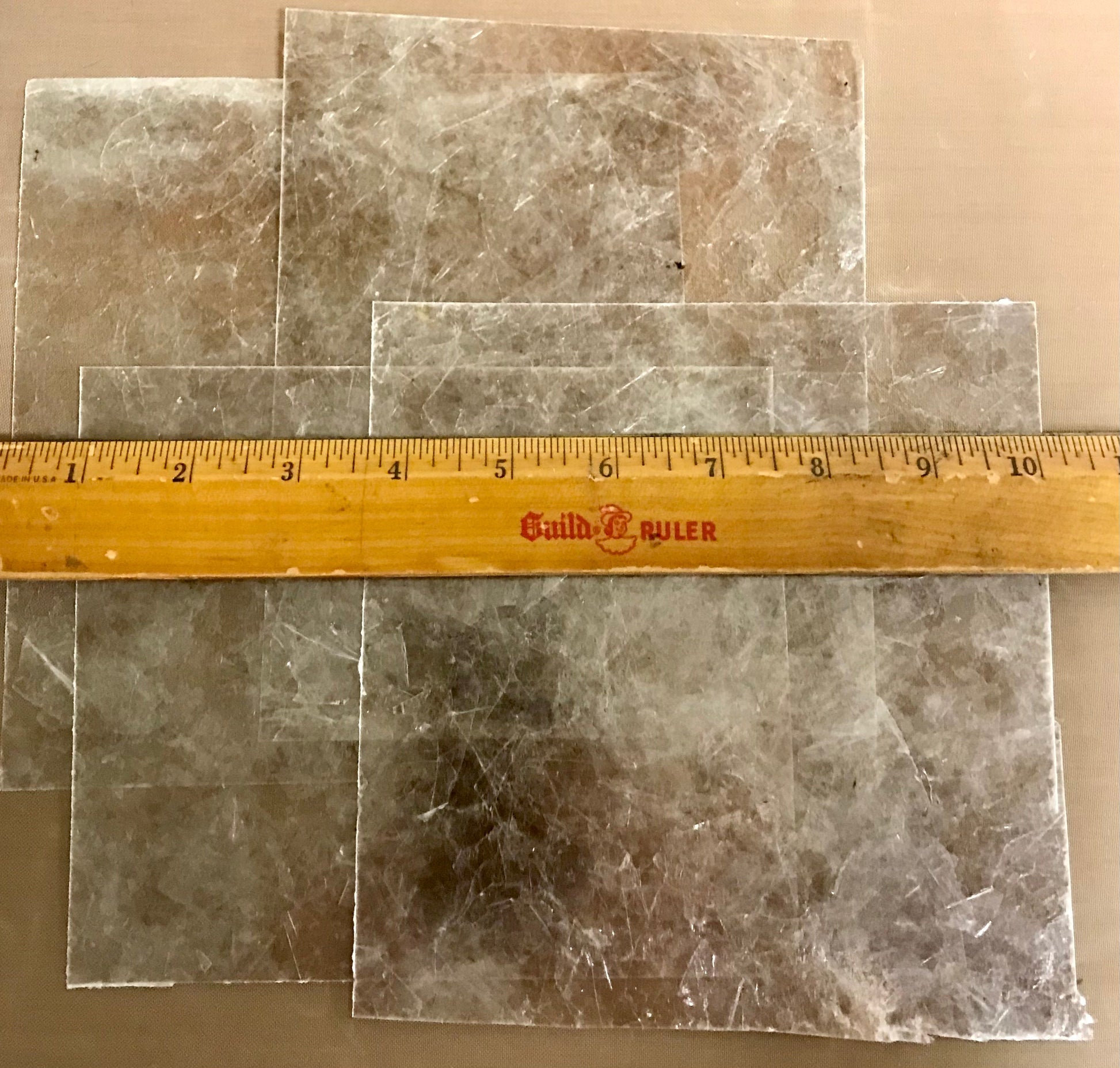 New! Iced Mica, Package of 4 Translucent Sheets Of Resin Mica 5” X 6”, Use In Decorative Art, *NOT HEAT RESISTANT, Craft Supply