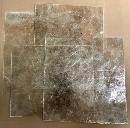 New! Iced Mica, Package of 4 Translucent Sheets Of Resin Mica 5” X 6”, Use In Decorative Art, *NOT HEAT RESISTANT, Craft Supply