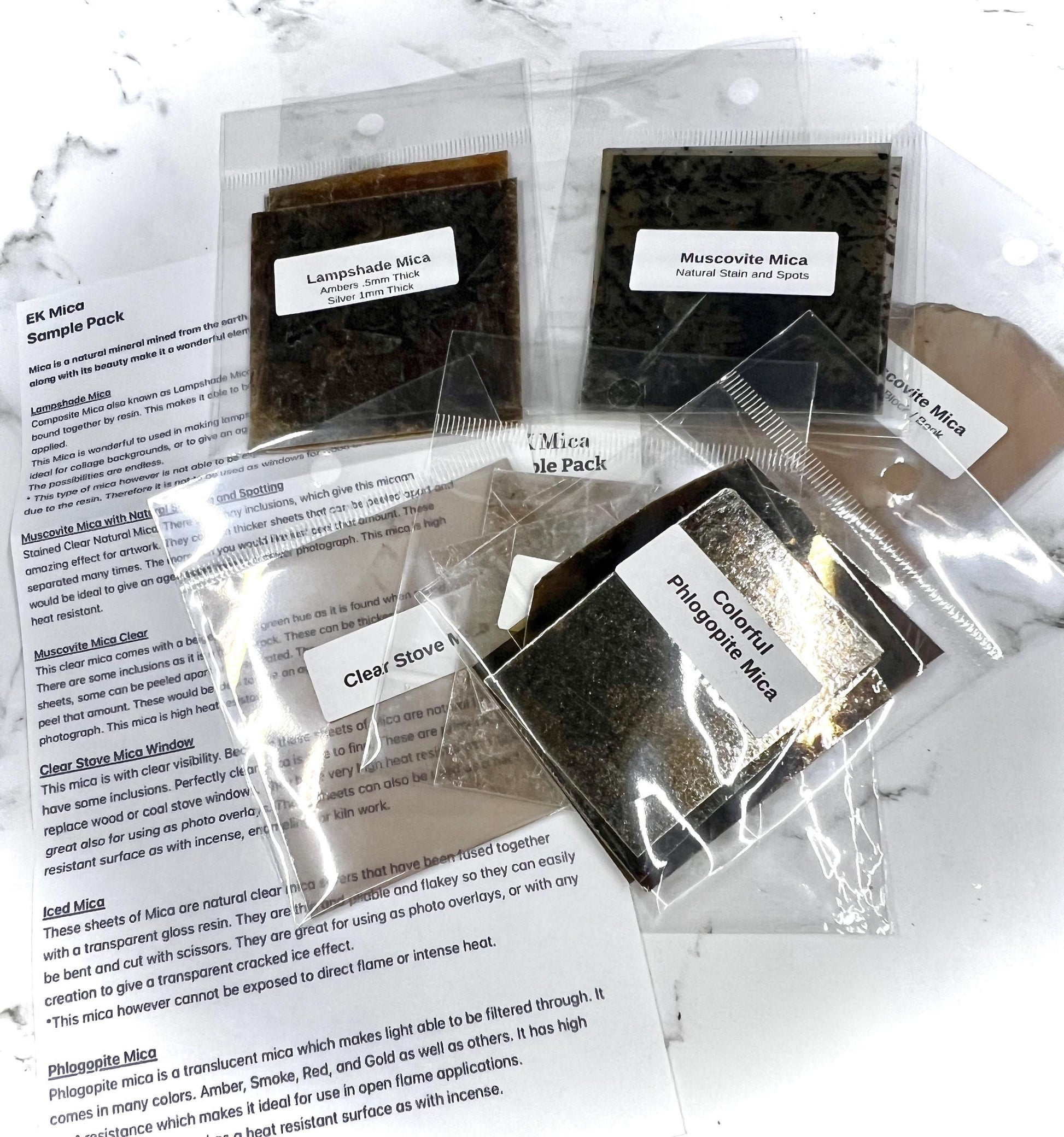 NEW! Complete Mica Sample Pak - A Sampling of All of the Mica We Carry, 2 Full Ounces, Sepia Tone, Backgrounds & Overlays, Craft Supply